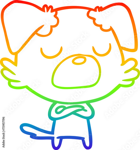 rainbow gradient line drawing cartoon dog