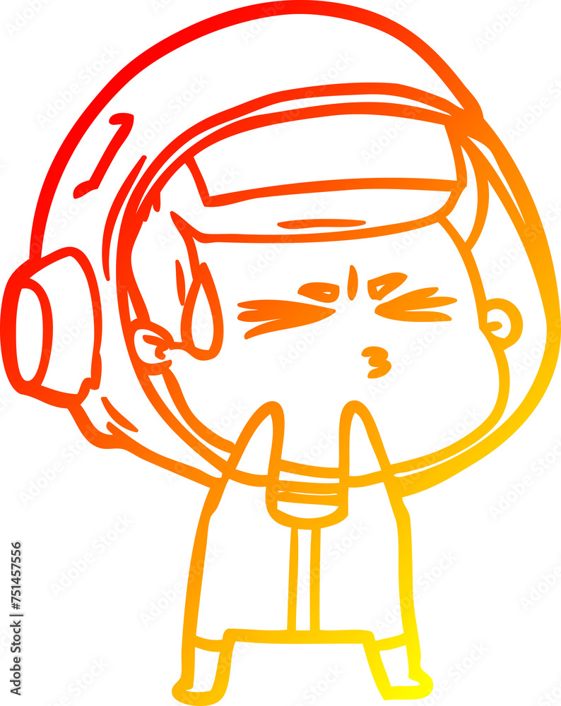 warm gradient line drawing cartoon stressed astronaut warm gradient line drawing cartoon stressed astronaut