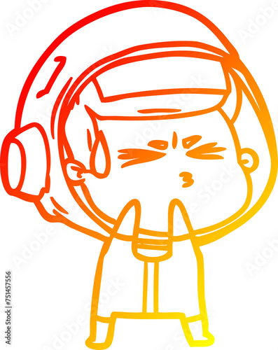 warm gradient line drawing cartoon stressed astronaut