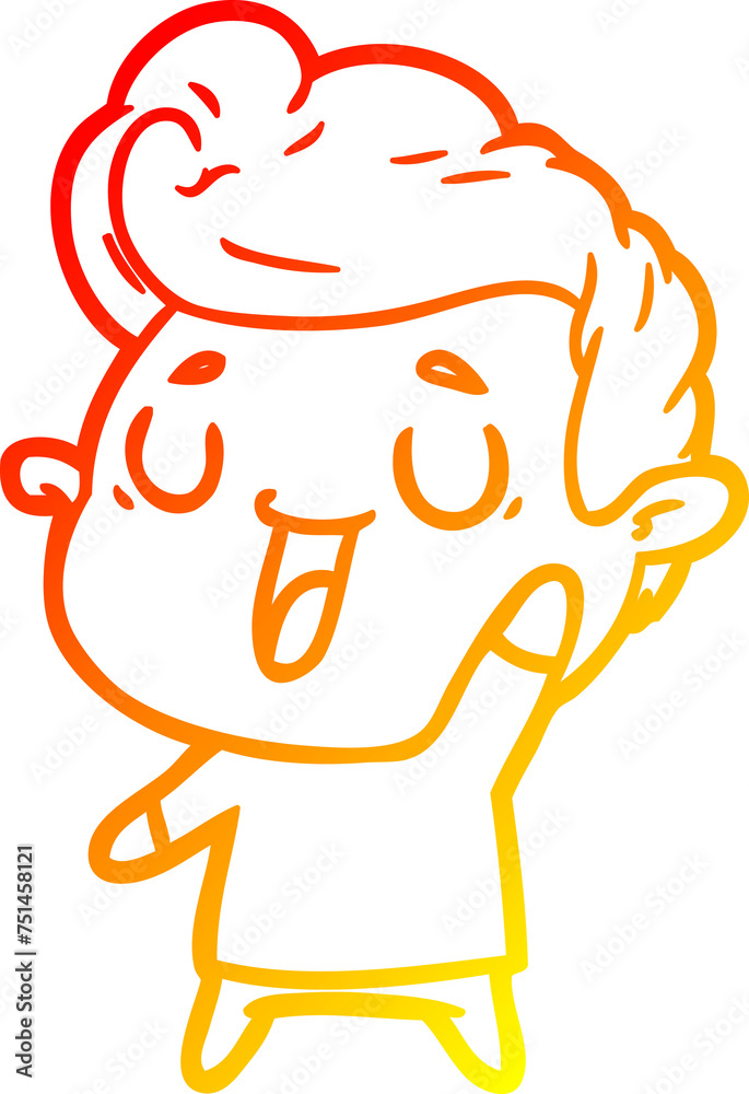 Fototapeta premium warm gradient line drawing happy cartoon man