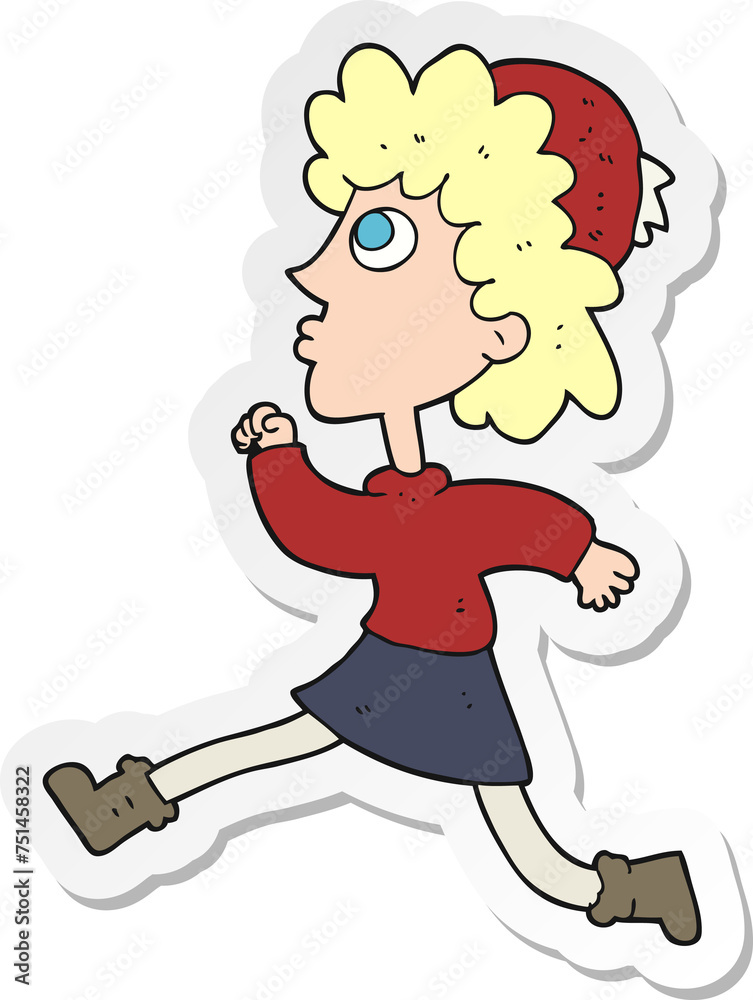 Fototapeta premium sticker of a cartoon running woman
