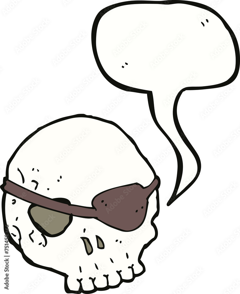 cartoon skull with eye patch with speech bubble cartoon skull with eye patch with speech bubble