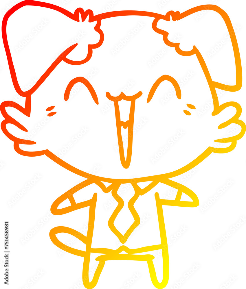 Fototapeta premium warm gradient line drawing happy office dog cartoon