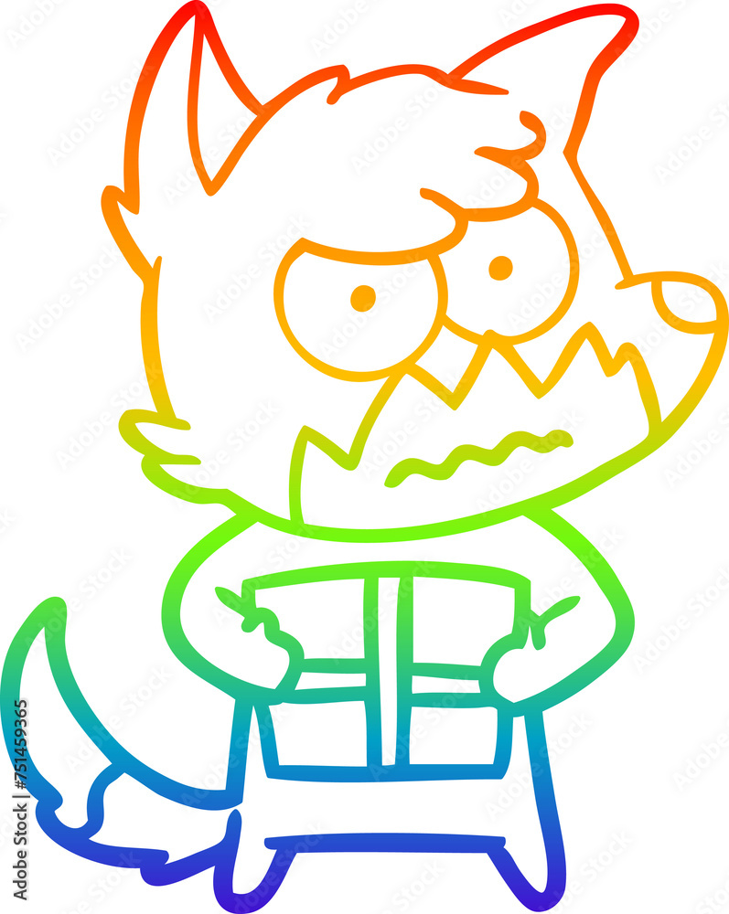 rainbow gradient line drawing cartoon annoyed fox rainbow gradient line drawing cartoon annoyed fox