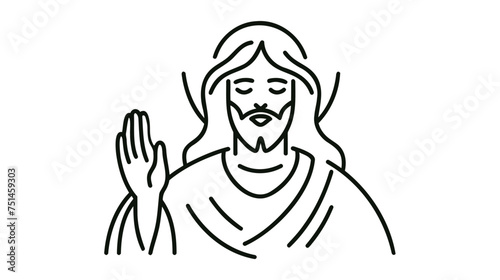Jesus thin line icon, Christianity, Vector illustration on white background