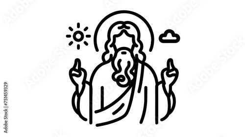 Jesus thin line icon, Christianity, Vector illustration on white background