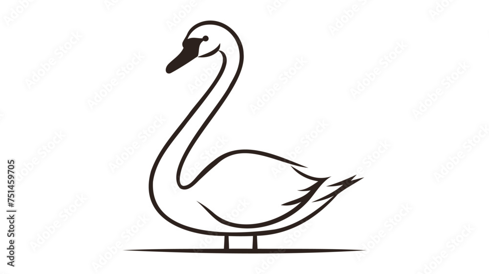 White swan. Vector flat illustration on white background White swan. Vector flat illustration on white background