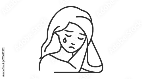 depressed sad woman vector illustration on white background
