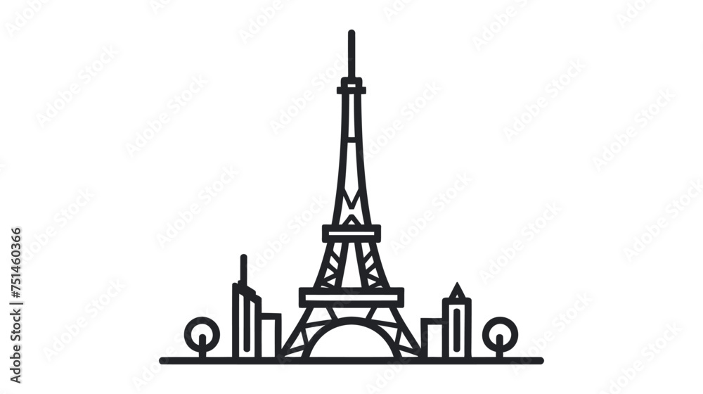 Eiffel Tower Landmarks Vector Icon Illustration on white background