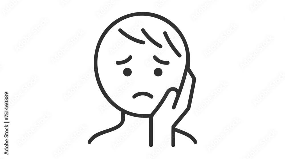 Fototapeta premium Depression man icon symbol, line, solid. gentleman feeling unhappy, sad, upset and lonely sit on chair. Man still Tired and hopeless expression. Vector illustration. Design on white background.