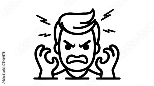 Illustration of an angry man. Feeling anger. Simple style vector illustration on white background
