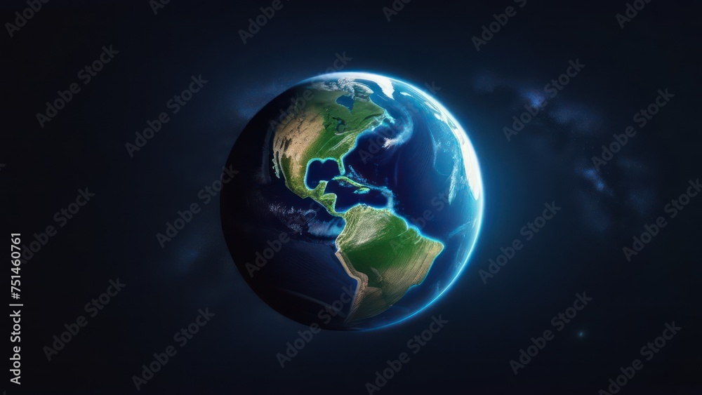 The globe on the dark background. Abstract World map. Earth Day.