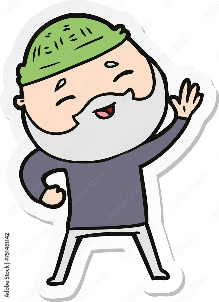 sticker of a cartoon happy bearded man sticker of a cartoon happy bearded man