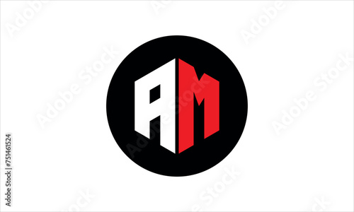 AM initial letter polygon icon gaming logo design vector template. batman logo, sports logo, monogram, falcon, war game, symbol, playing logo, abstract, fighting, typography, icon, minimal, premier 