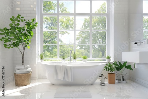 White Bathroom with Large Window