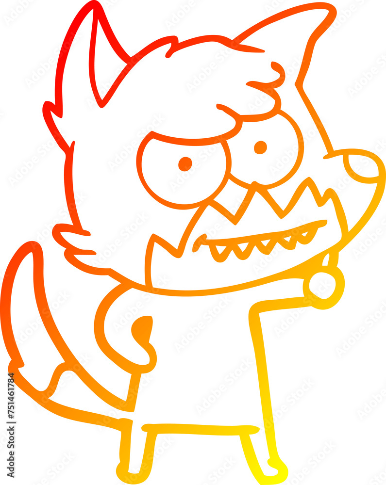 warm gradient line drawing cartoon grinning fox warm gradient line drawing cartoon grinning fox