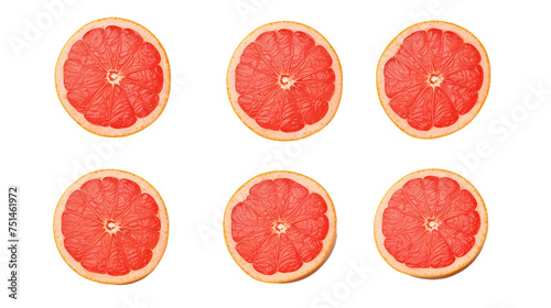 Grapefruit Half on Transparent Background, Tropical Citrus Fruit for Healthy Diet, Top View Nutrition Slice in Vibrant Red and Yellow