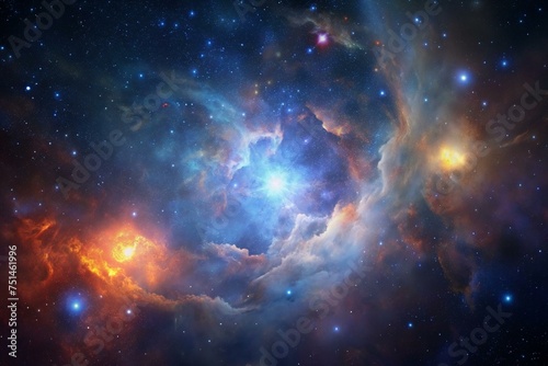 outer space with stars and clouds