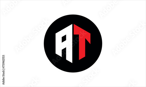 AT initial letter polygon icon gaming logo design vector template. batman logo, sports logo, monogram, falcon, war game, symbol, playing logo, abstract, fighting, typography, icon, minimal, premier 