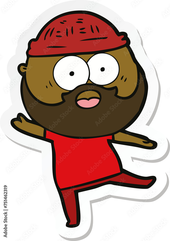sticker of a cartoon bearded man sticker of a cartoon bearded man
