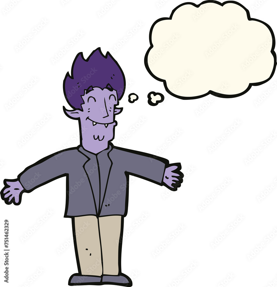 cartoon happy vampire with thought bubble cartoon happy vampire with thought bubble
