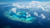 aerial view of atoll islands in the pacific ocean
