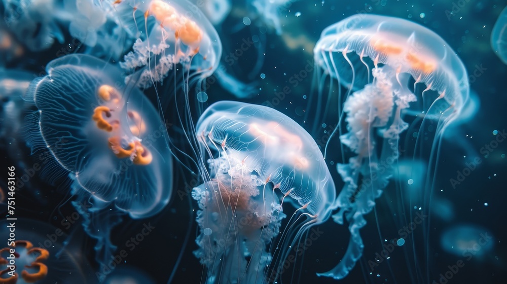 jellyfish swimming in the sea jellyfish swimming in the sea
