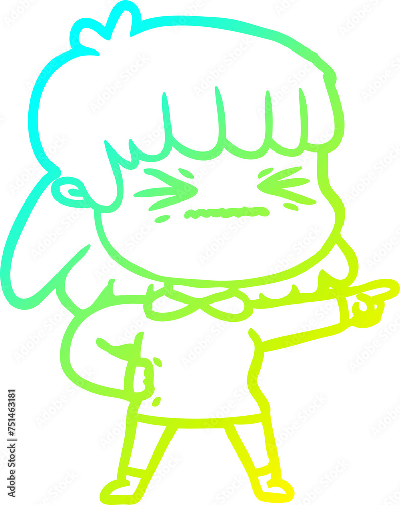 cold gradient line drawing cartoon woman cold gradient line drawing cartoon woman