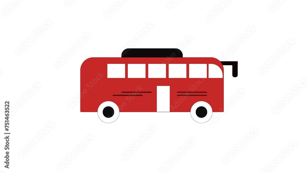 Red color bus icon isolate on white background.