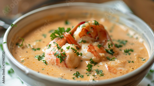 A rich and creamy bowl of lobster bisque
