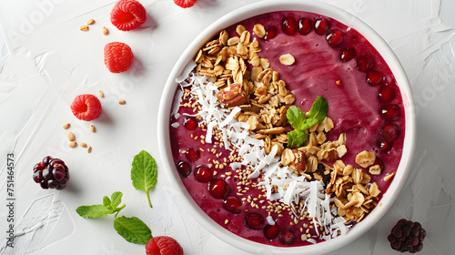 Vibrant berry smoothie bowl with toppings