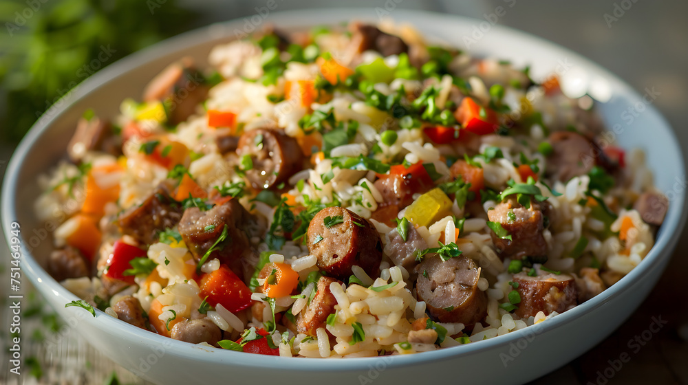Hearty sausage and rice skillet meal Hearty sausage and rice skillet meal