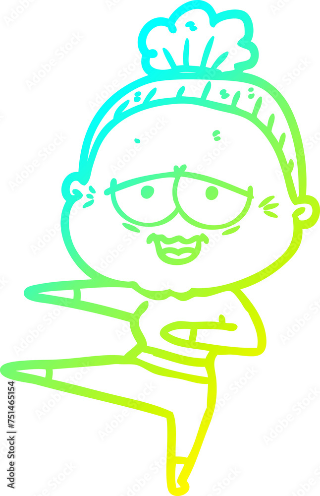 cold gradient line drawing cartoon happy old lady cold gradient line drawing cartoon happy old lady