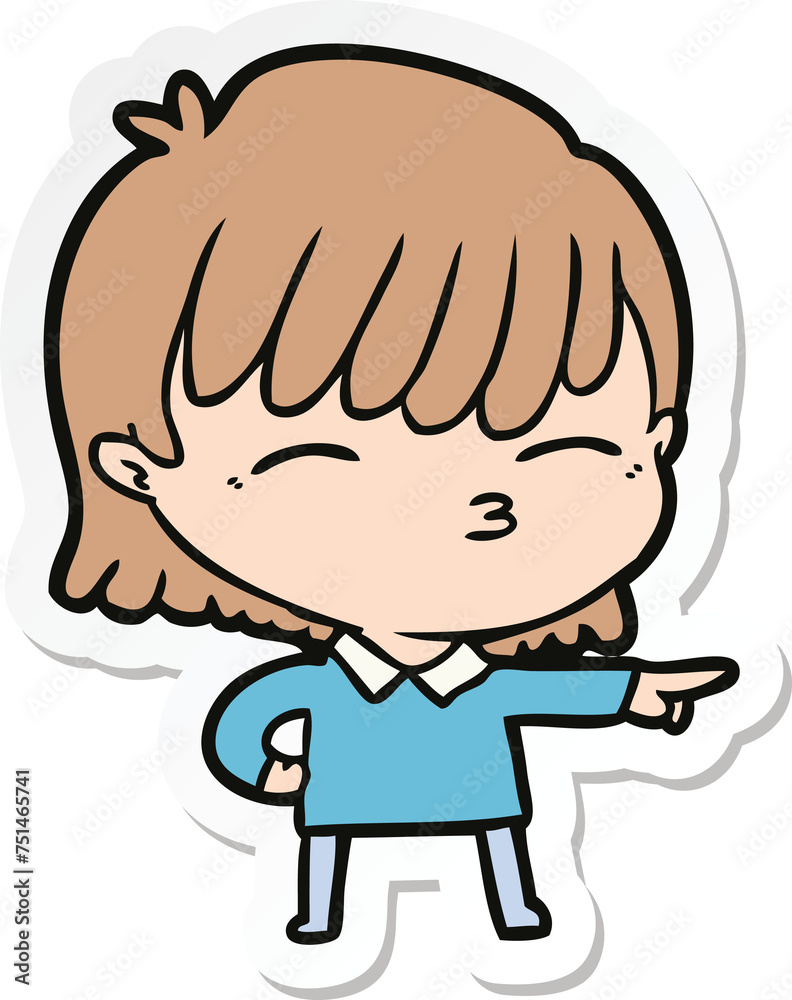 sticker of a cartoon woman sticker of a cartoon woman
