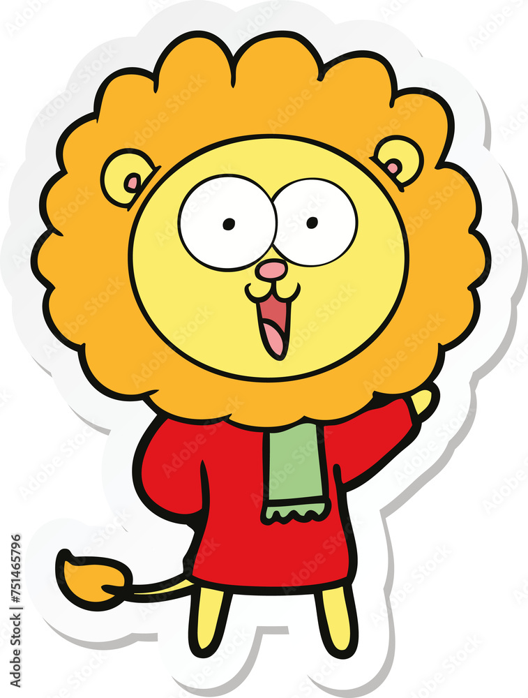 sticker of a happy cartoon lion sticker of a happy cartoon lion
