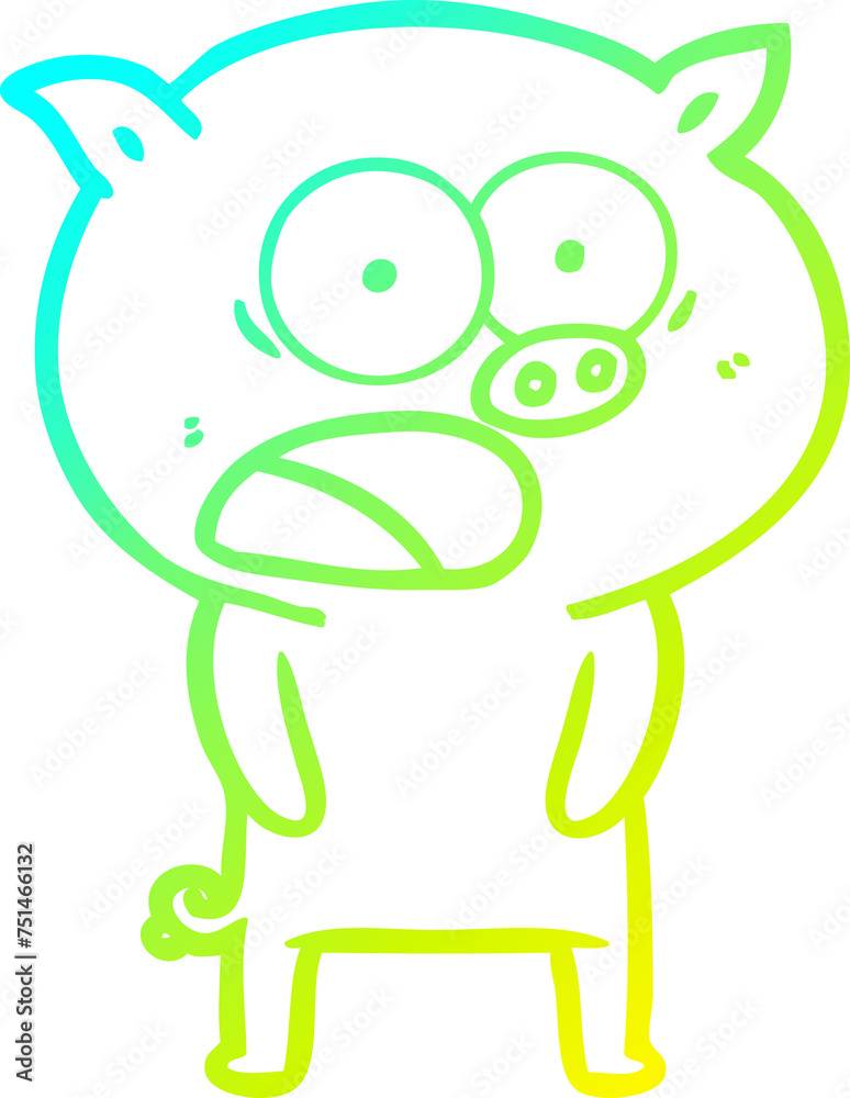 cold gradient line drawing cartoon pig shouting cold gradient line drawing cartoon pig shouting