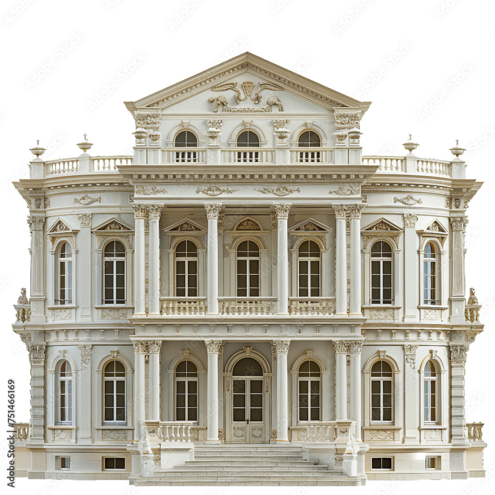 Palace, transparent background, isolated image, generative AI