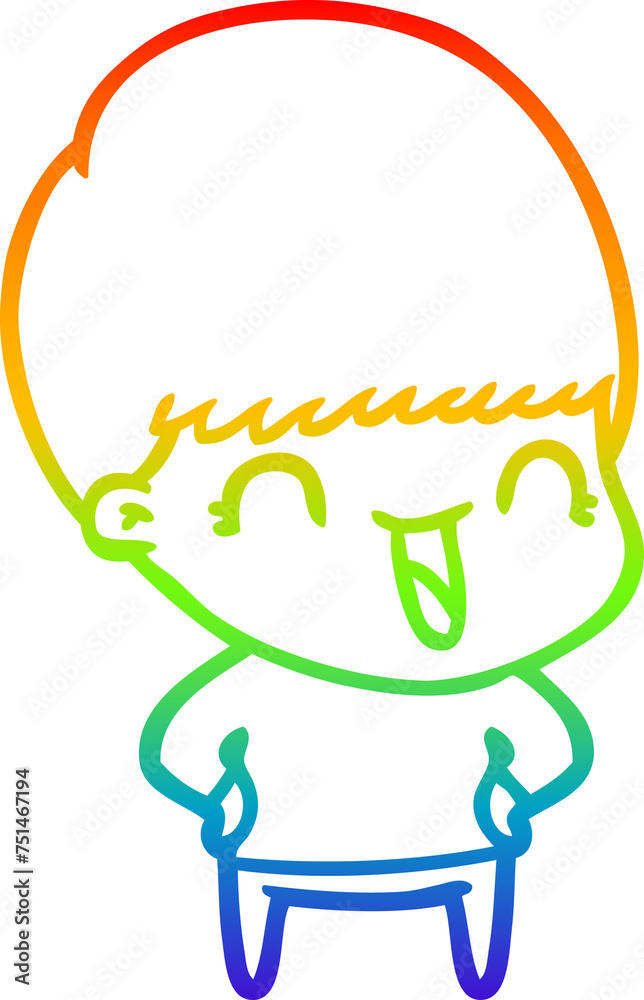 rainbow gradient line drawing happy cartoon boy rainbow gradient line drawing happy cartoon boy