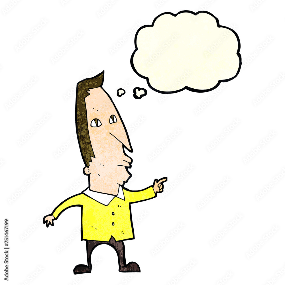 cartoon pointing man with thought bubble cartoon pointing man with thought bubble