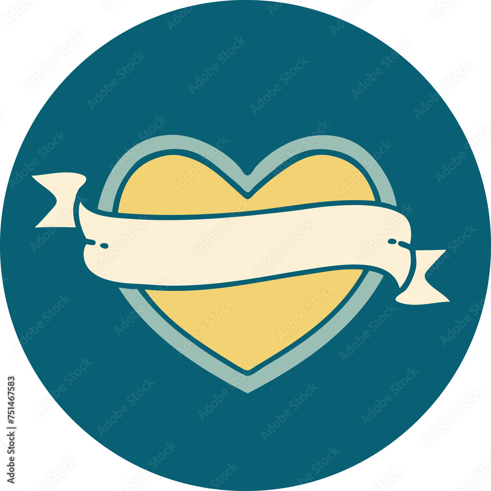 tattoo style icon of a heart and banner tattoo style icon of a heart and banner