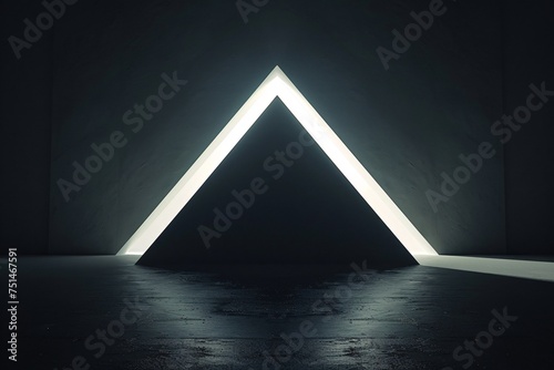 a triangle shaped light in a dark room