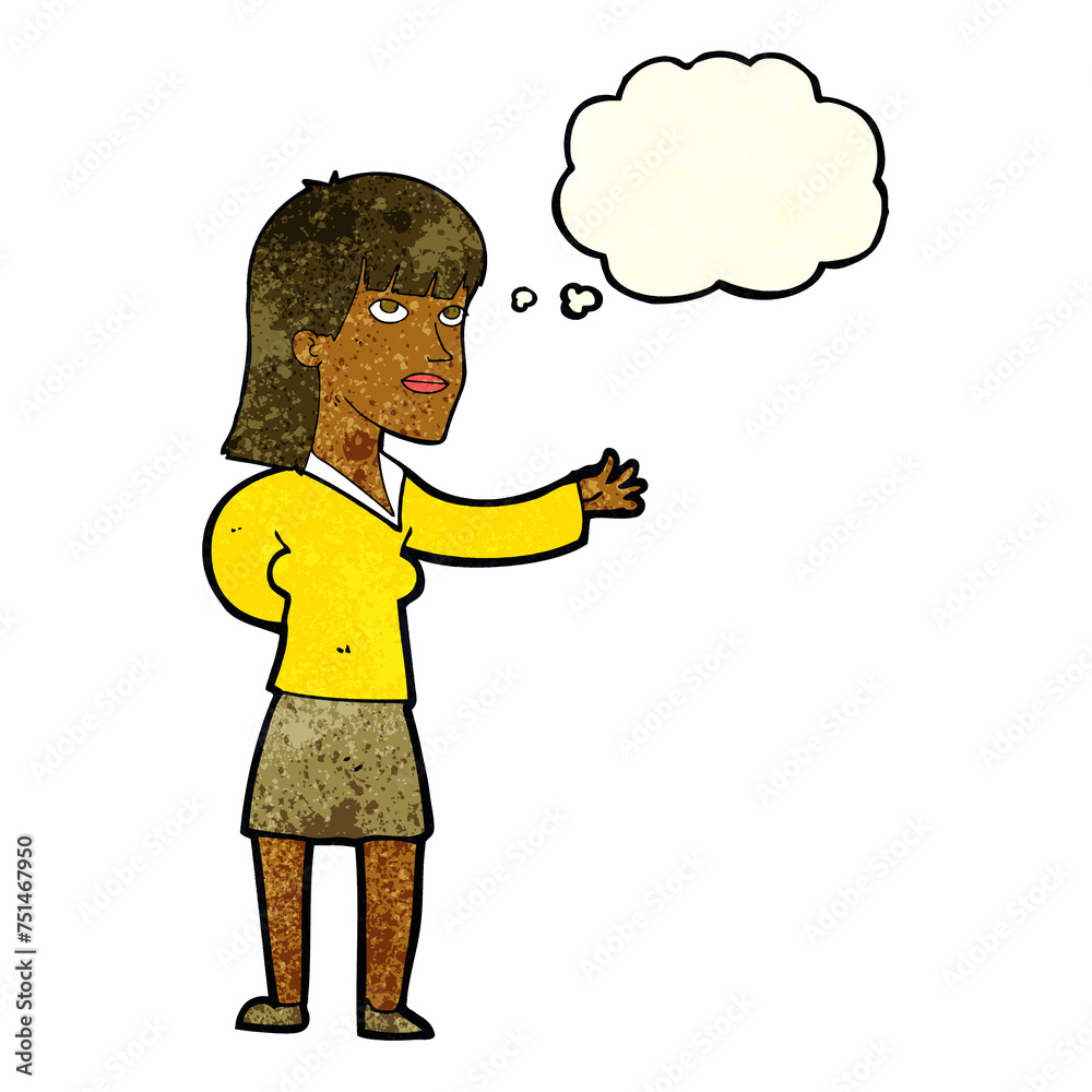 Fototapeta premium cartoon woman explaining with thought bubble