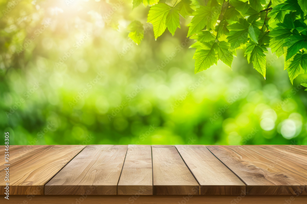 wooden table on nature background wooden table on nature background