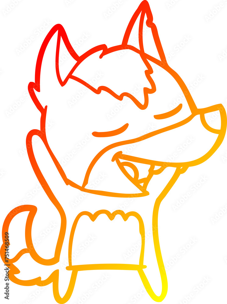 Obraz premium warm gradient line drawing cartoon wolf laughing