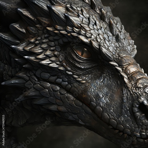 close up black dragon head