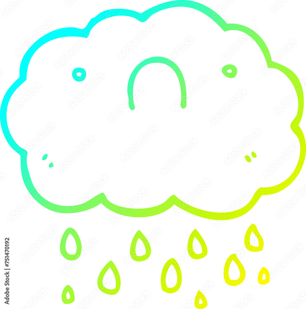 cold gradient line drawing cute cartoon cloud cold gradient line drawing cute cartoon cloud