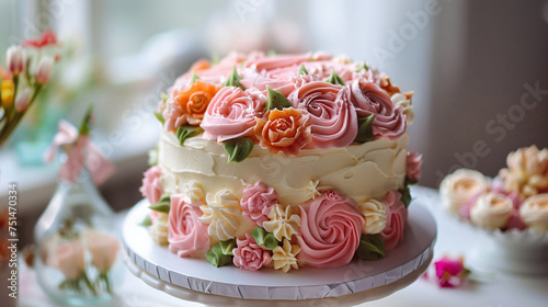 Beautifully decorated birthday cake