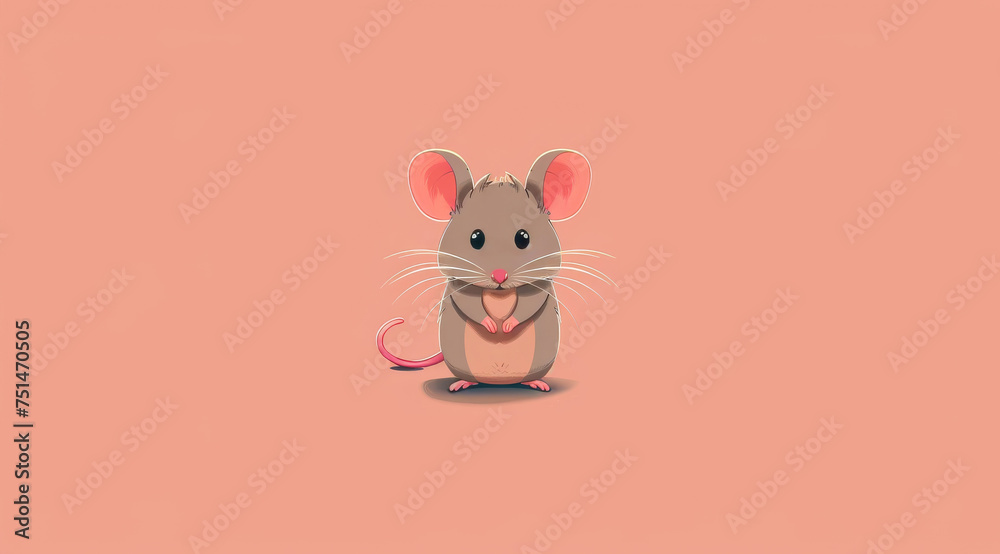 Mouse, illustration and digital art of an animal isolated on a background for poster, post card or printing. Cute, creative and drawing of a cartoon character for wallpaper, canvas and decoration