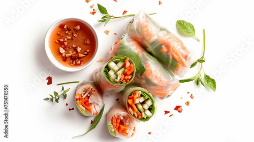 Fresh Vietnamese Spring Rolls with Sweet Chili Dipping Sauce