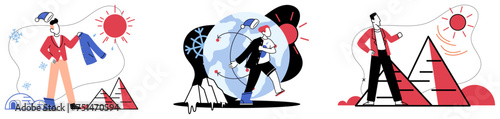 Climate vector illustration. Environmental conservation and climate responsibility are pivotal in ensuring resilient planet for future generations Carbon emissions, silent saboteurs atmosphere